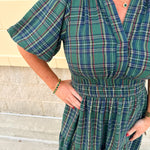 Evergreen Tartan Tiered Midi Dress - The Pink Pineapple 850