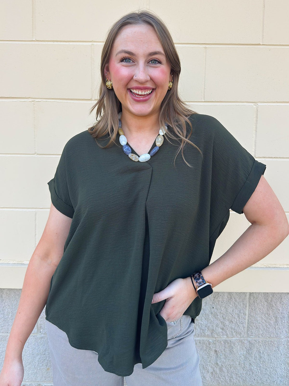 Evergreen Texture Top - The Pink Pineapple 850