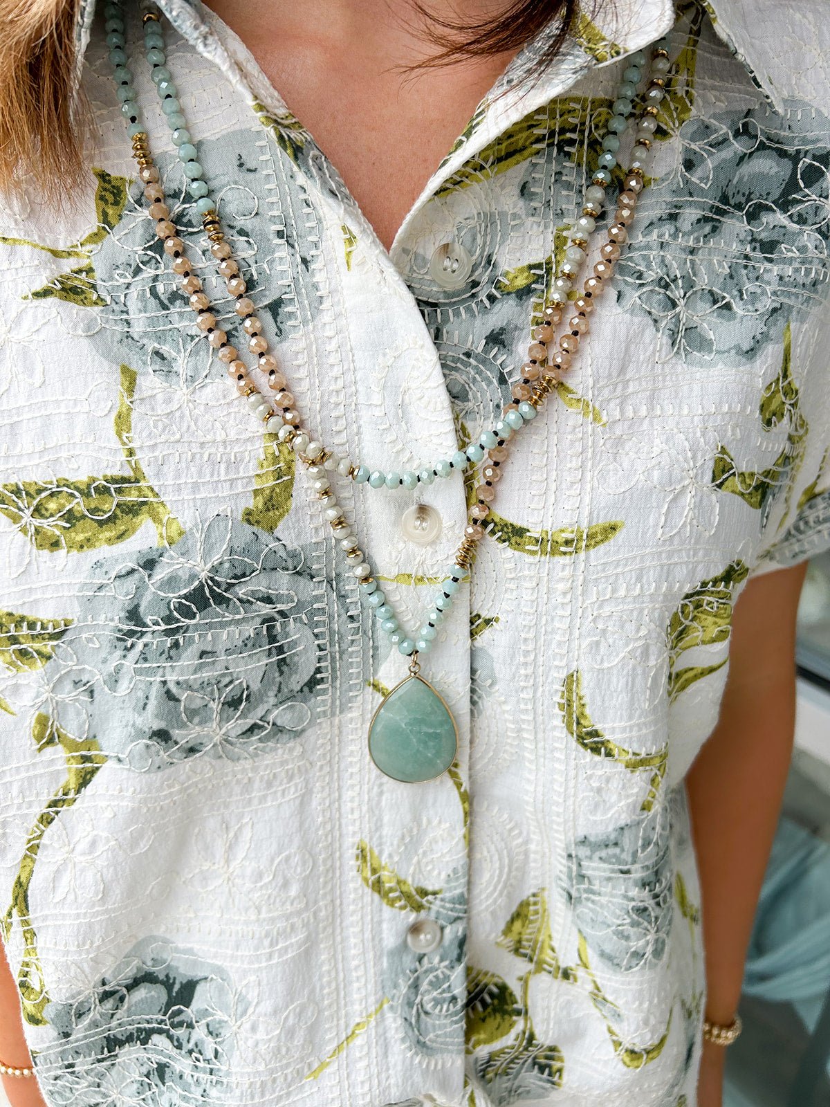 Evergreen Whimsy Beaded Necklace - The Pink Pineapple 850