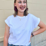 Everyday Edit Rolled Sleeve Tee – White - The Pink Pineapple 850