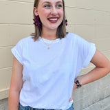 Everyday Edit Rolled Sleeve Tee – White - The Pink Pineapple 850