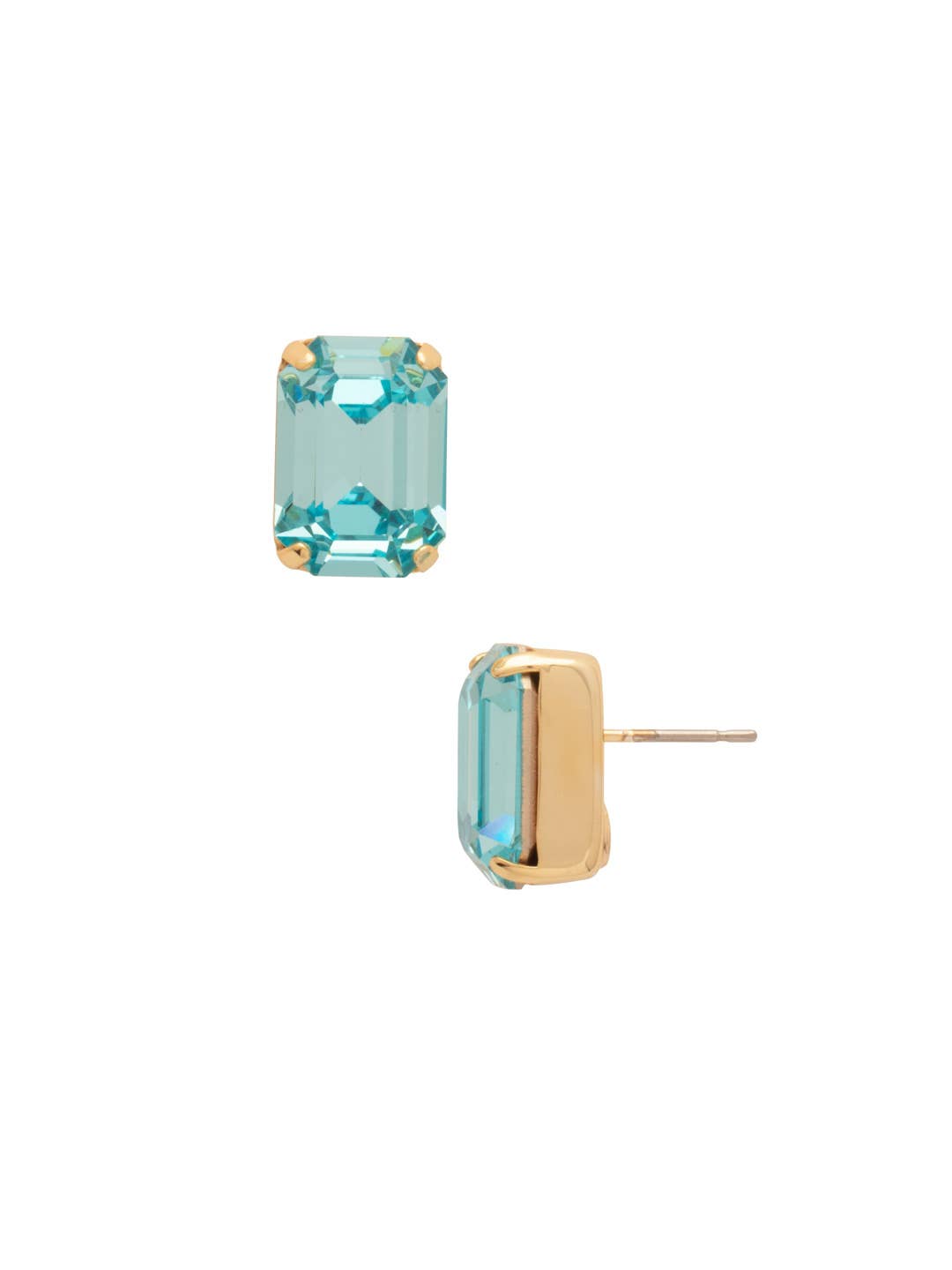 Single cut crystal stud earrings in gold-tone setting.