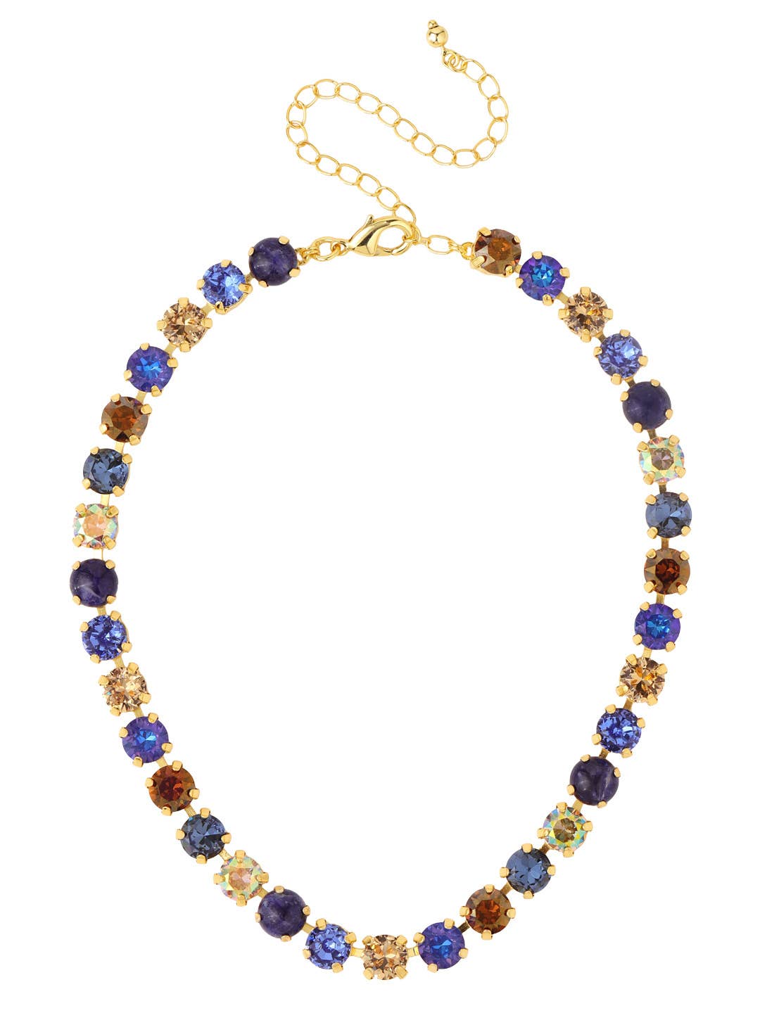 Blue and amber crystal choker necklace with smooth opaque sodalite stones.