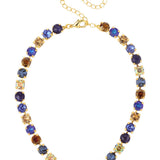 Blue and amber crystal choker necklace with smooth opaque sodalite stones.