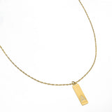 [Brenda Grands] Waterproof Gold CZ Initial Bar Necklace