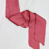 Garnet satin scarf with gold micro-patterning, double-sided with diagonal ends