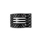 TELETIES small flat rectangle hair clip in jet black quilted design.