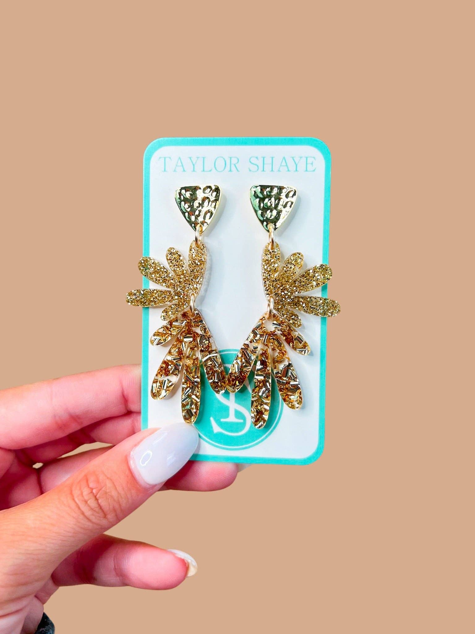 Fall Francesca Drops in Gold Glitter/Brighter Days - The Pink Pineapple 850