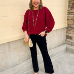 Falling For Texture Quilted Top in Burgundy - The Pink Pineapple 850