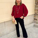 Falling For Texture Quilted Top in Burgundy - The Pink Pineapple 850