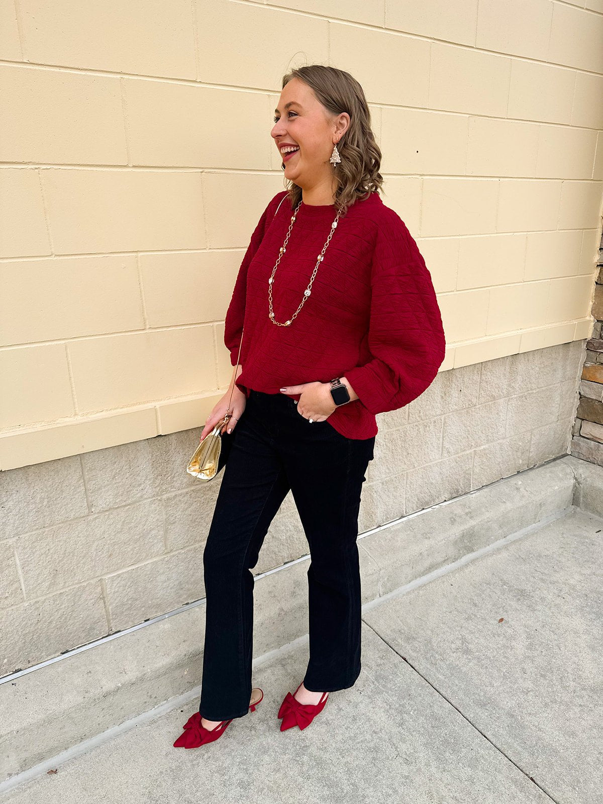 Falling For Texture Quilted Top in Burgundy - The Pink Pineapple 850