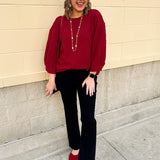 Falling For Texture Quilted Top in Burgundy - The Pink Pineapple 850