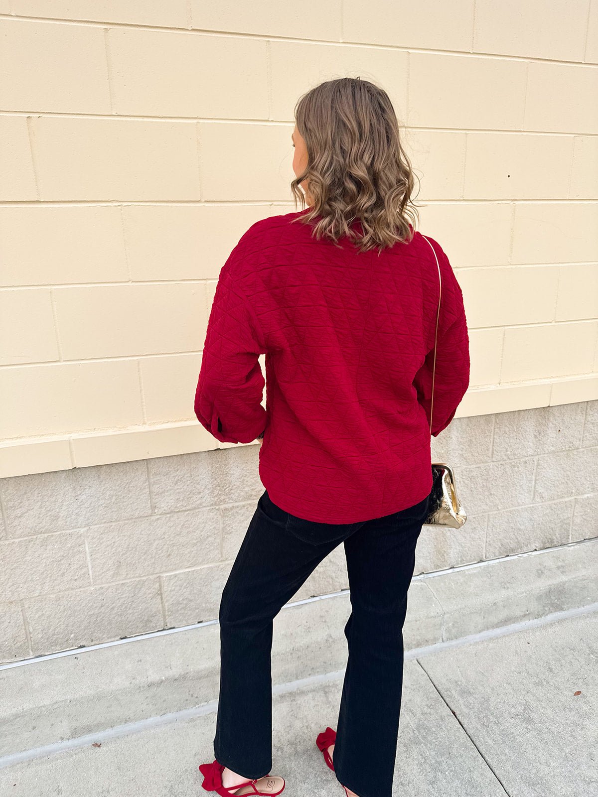 Falling For Texture Quilted Top in Burgundy - The Pink Pineapple 850