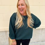 Falling For Texture Quilted Top in Hunter Green - The Pink Pineapple 850