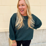 Falling For Texture Quilted Top in Hunter Green - The Pink Pineapple 850