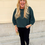 Falling For Texture Quilted Top in Hunter Green - The Pink Pineapple 850