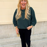 Falling For Texture Quilted Top in Hunter Green - The Pink Pineapple 850