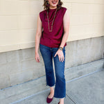 Faux Suede Garnet Ballet Flat with Silver Studs - The Pink Pineapple 850