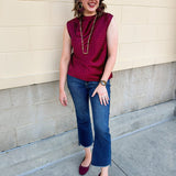 Faux Suede Garnet Ballet Flat with Silver Studs - The Pink Pineapple 850