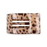 TELETIES medium flat rectangle hair clip in blonde tortoise cream and brown finish.