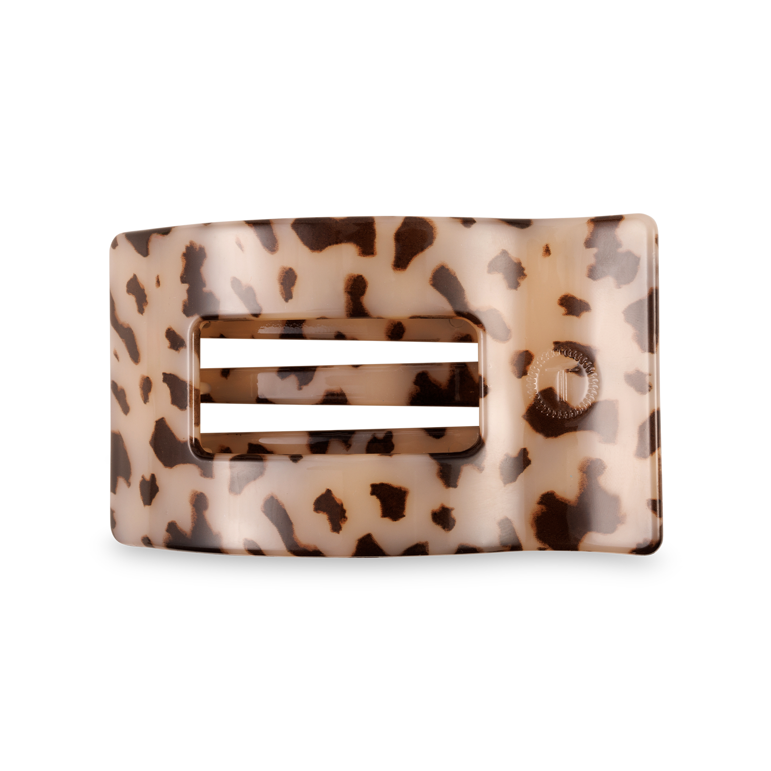 TELETIES medium flat rectangle hair clip in blonde tortoise cream and brown finish.