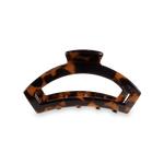 TELETIES medium open hair clip in tortoise black and brown finish.