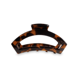 TELETIES medium open hair clip in tortoise black and brown finish.