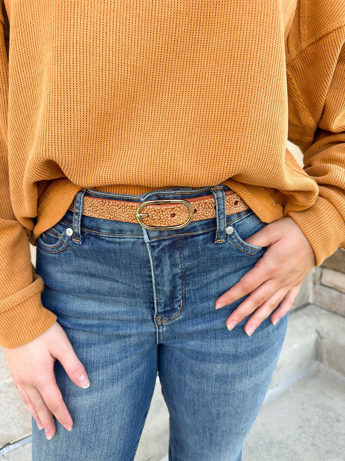 Feeling Spotted Leather Belt - Skinny Style - The Pink Pineapple 850