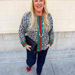 Festive Feline Stripe Detail Knit Top - The Pink Pineapple 850