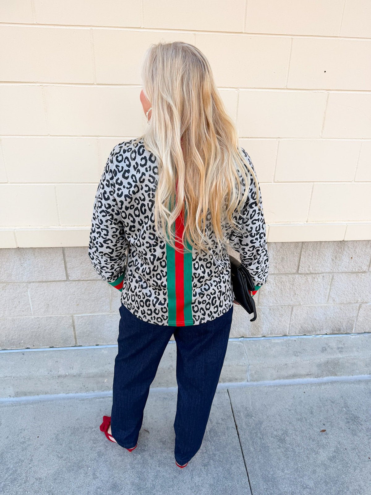 Festive Feline Stripe Detail Knit Top - The Pink Pineapple 850