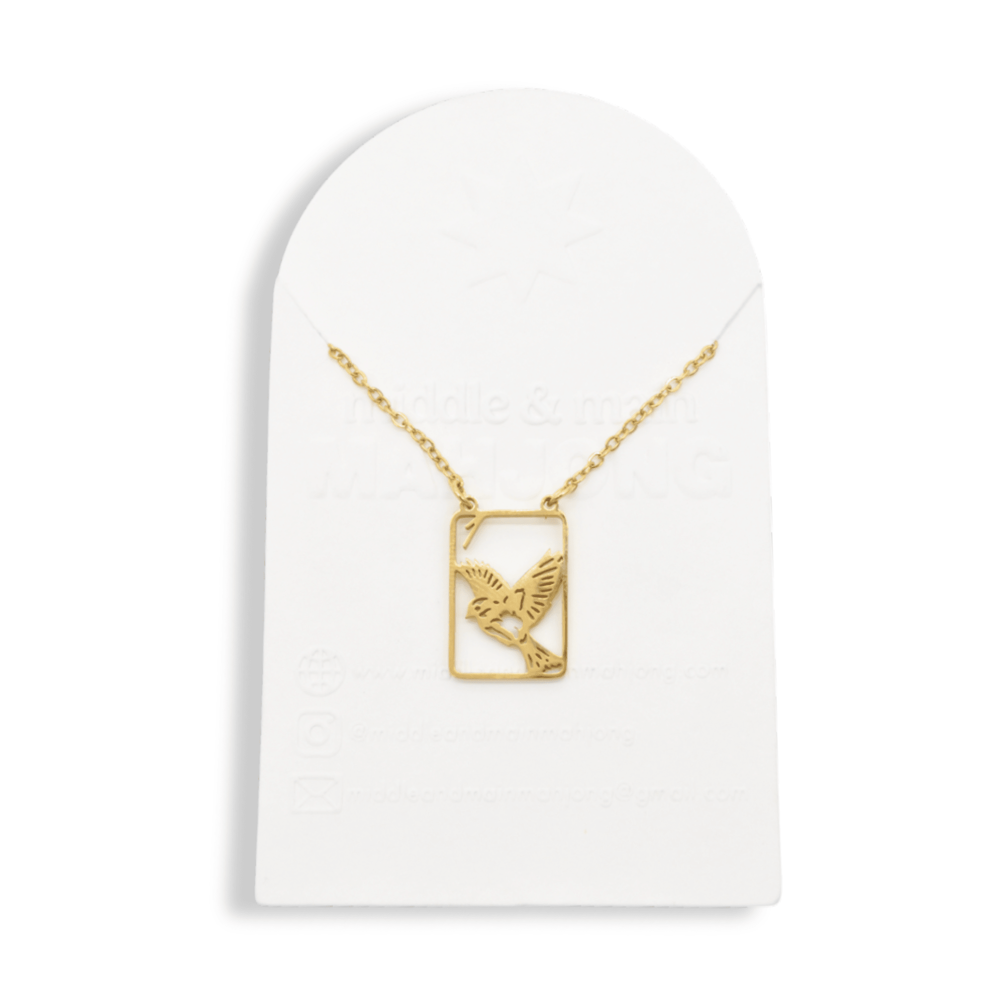 Filigree Sparrow One Bam Mahjong Necklace - The Pink Pineapple 850