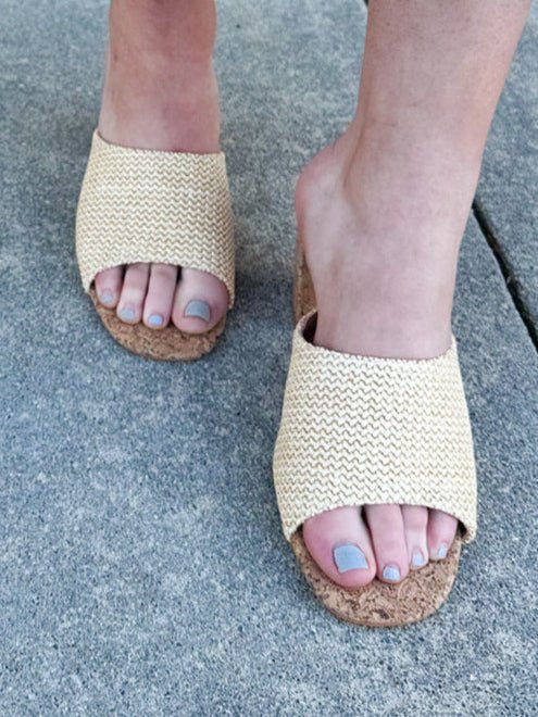 {FINAL SALE} Addie Raffia Slip On Sandals - The Pink Pineapple 850