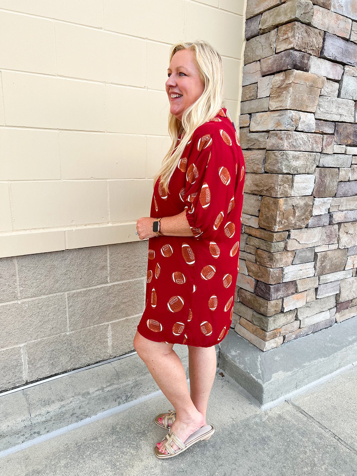 [FINAL SALE] Adrienne Charlotte Garnet Football Dress - The Pink Pineapple 850