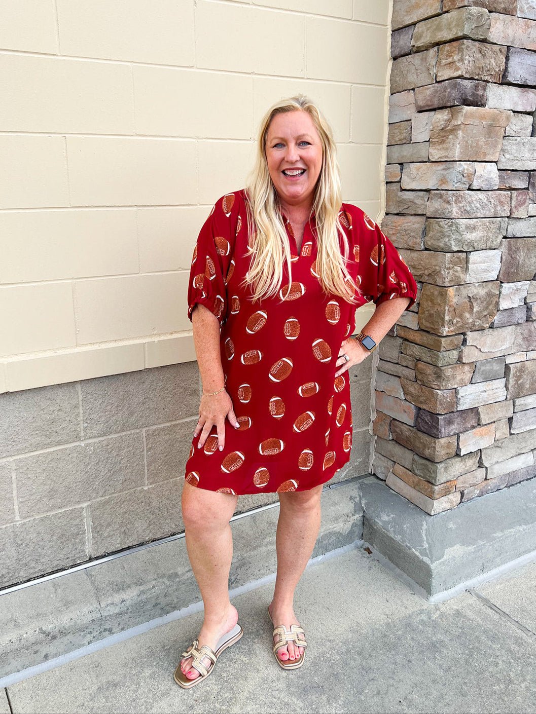 [FINAL SALE] Adrienne Charlotte Garnet Football Dress - The Pink Pineapple 850