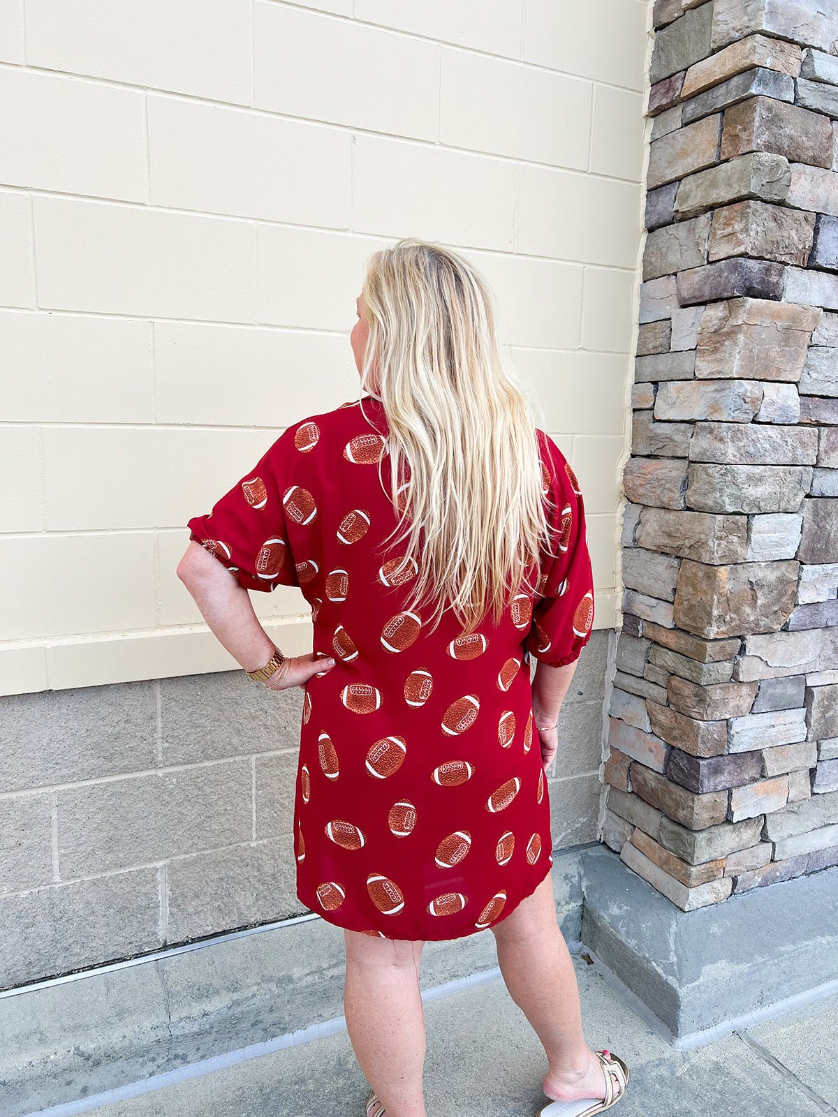 [FINAL SALE] Adrienne Charlotte Garnet Football Dress - The Pink Pineapple 850