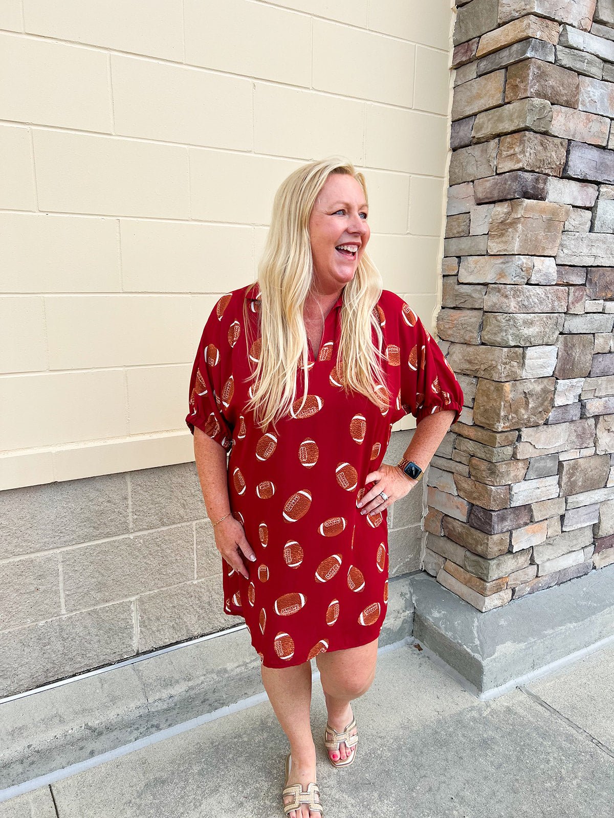 [FINAL SALE] Adrienne Charlotte Garnet Football Dress - The Pink Pineapple 850