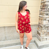 [FINAL SALE] Adrienne Lexi Garnet Football Romper - The Pink Pineapple 850