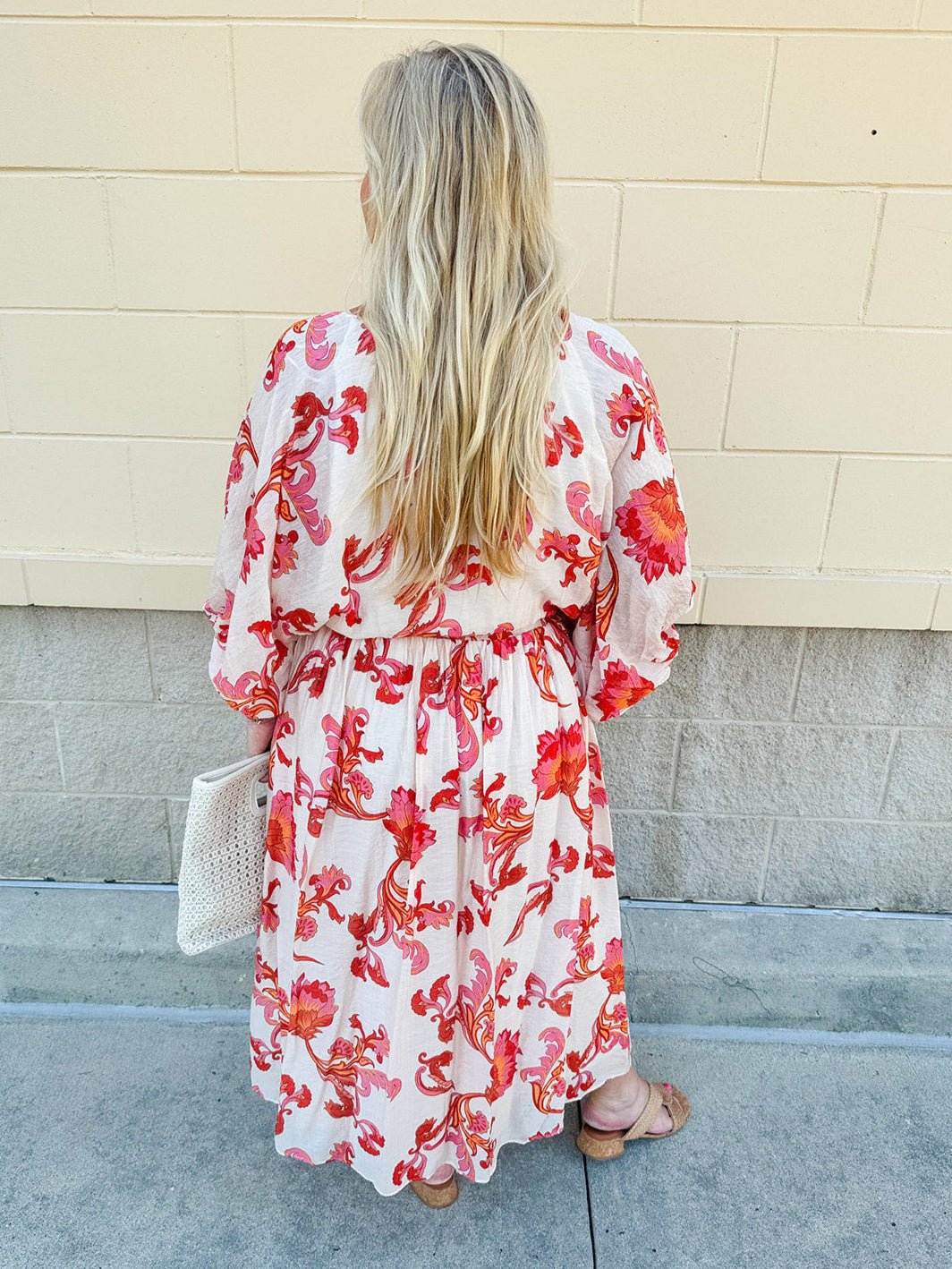 {FINAL SALE} Blossom Breeze Floral Midi Dress - The Pink Pineapple 850