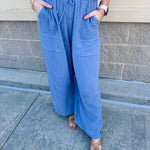 {FINAL SALE} Breezy Bay Wide Leg Blue Pants - The Pink Pineapple 850