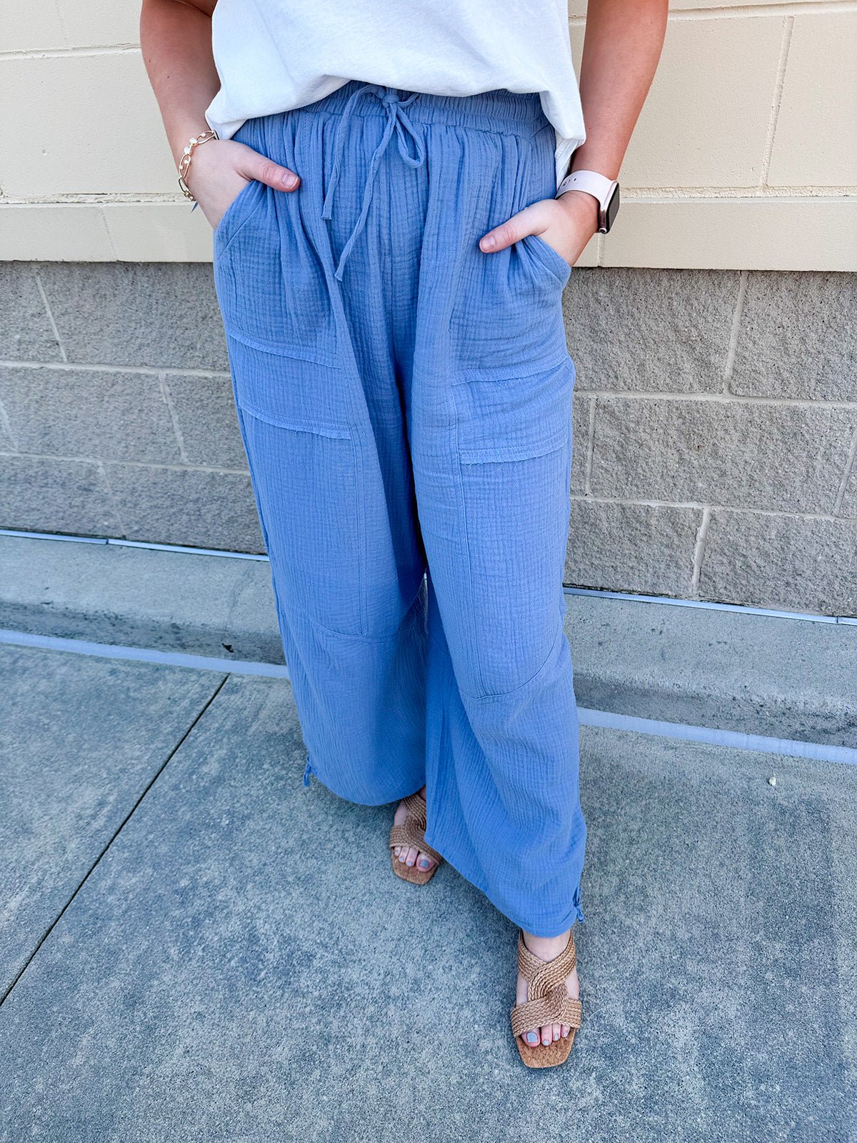 {FINAL SALE} Breezy Bay Wide Leg Blue Pants - The Pink Pineapple 850