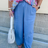 {FINAL SALE} Breezy Bay Wide Leg Blue Pants - The Pink Pineapple 850