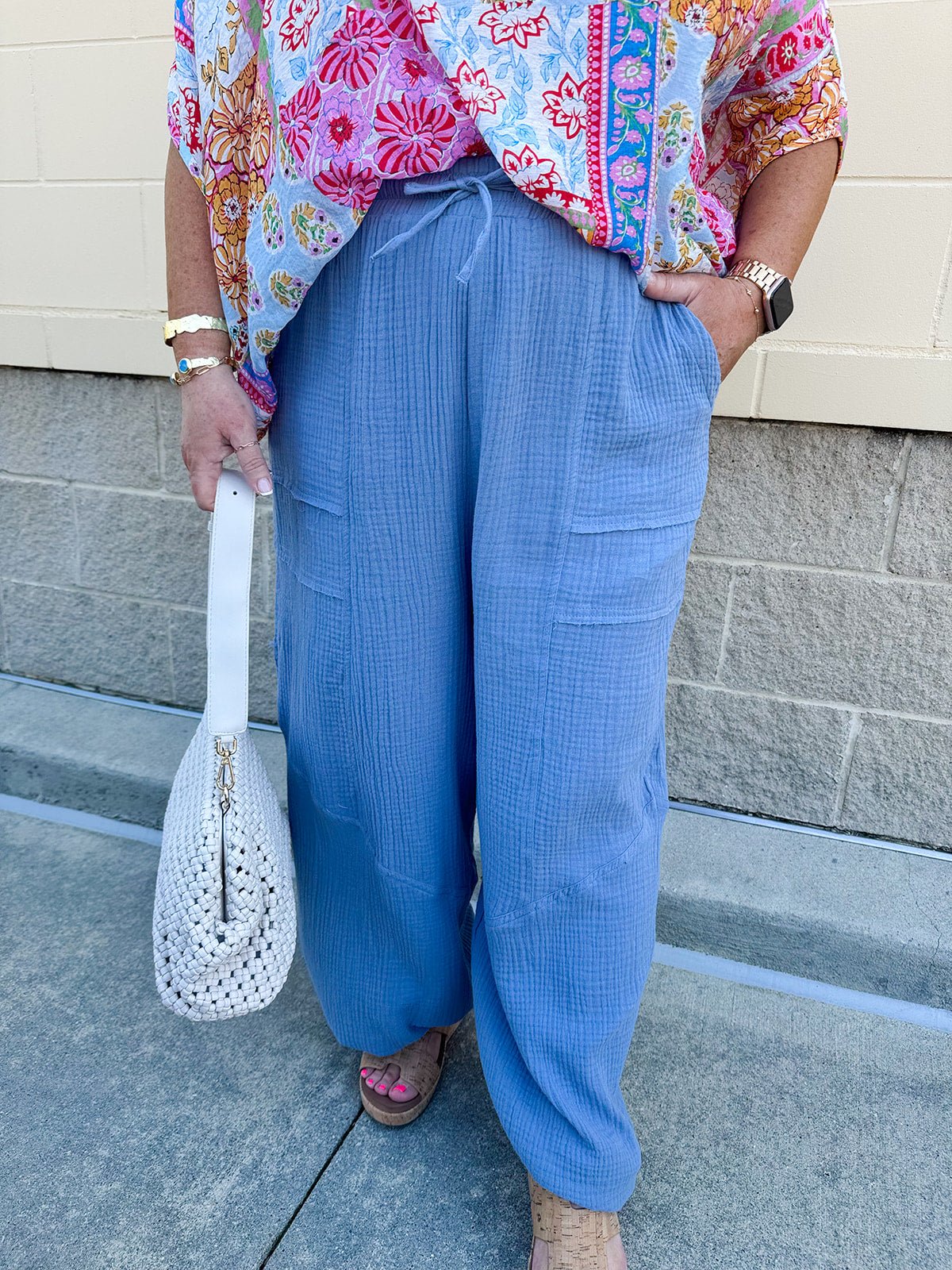 {FINAL SALE} Breezy Bay Wide Leg Blue Pants - The Pink Pineapple 850