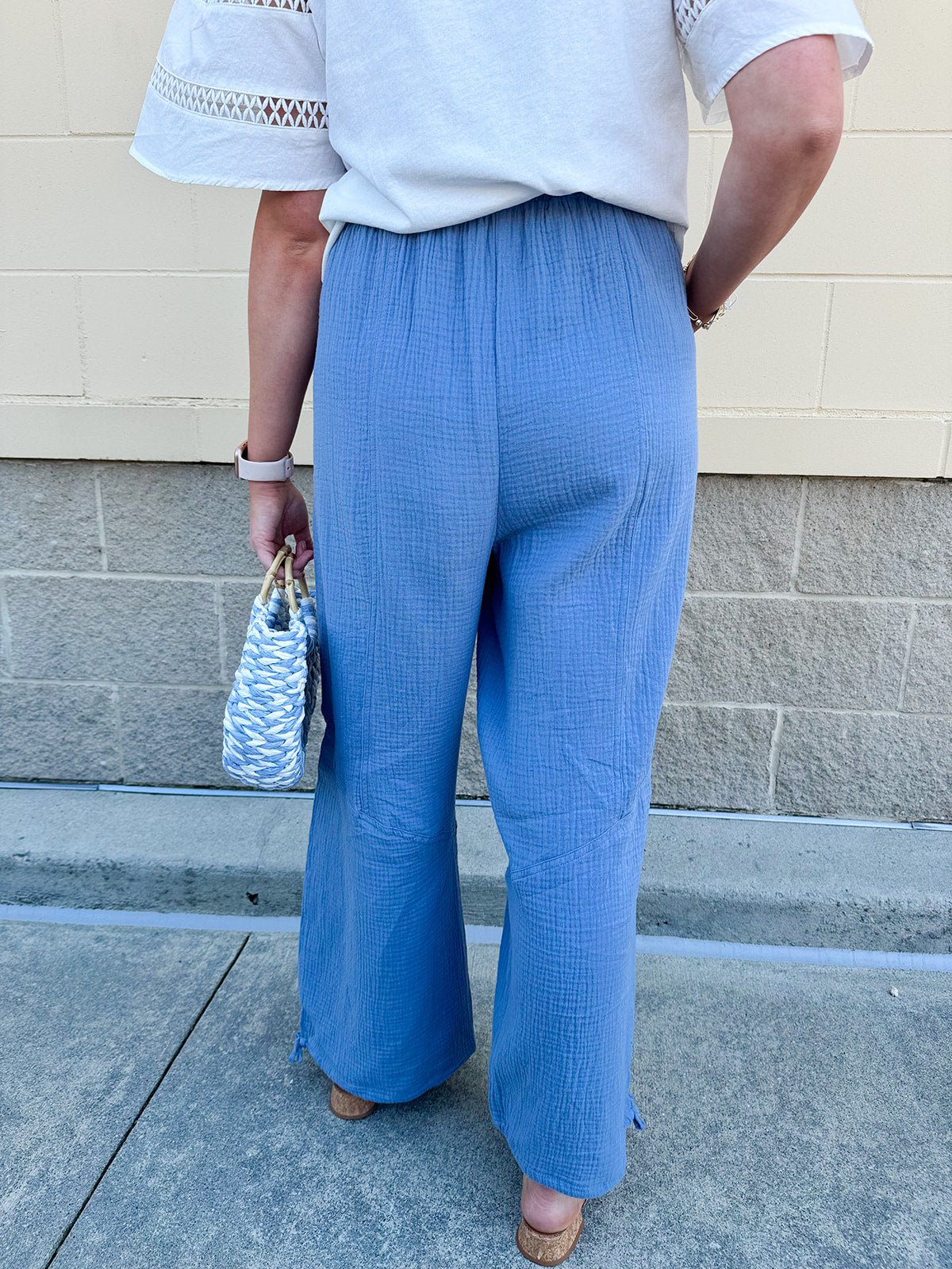 {FINAL SALE} Breezy Bay Wide Leg Blue Pants - The Pink Pineapple 850