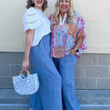 {FINAL SALE} Breezy Bay Wide Leg Blue Pants - The Pink Pineapple 850