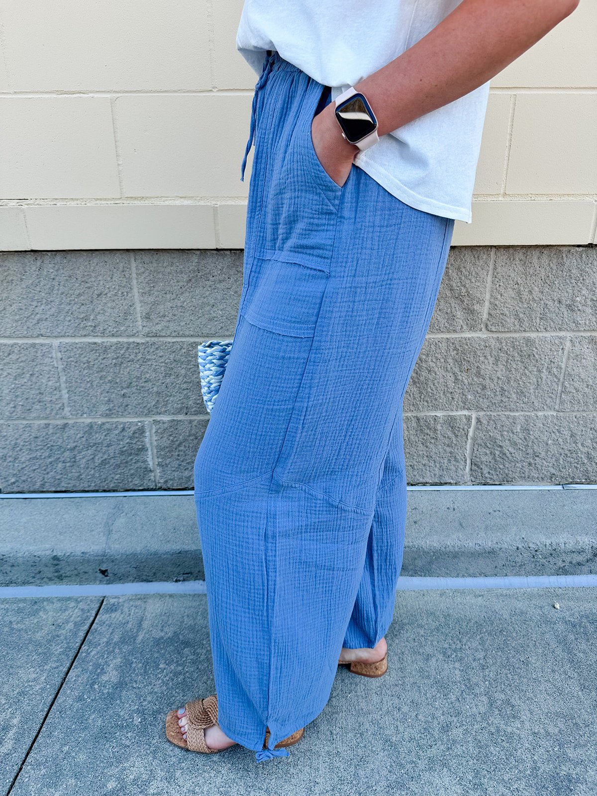 {FINAL SALE} Breezy Bay Wide Leg Blue Pants - The Pink Pineapple 850