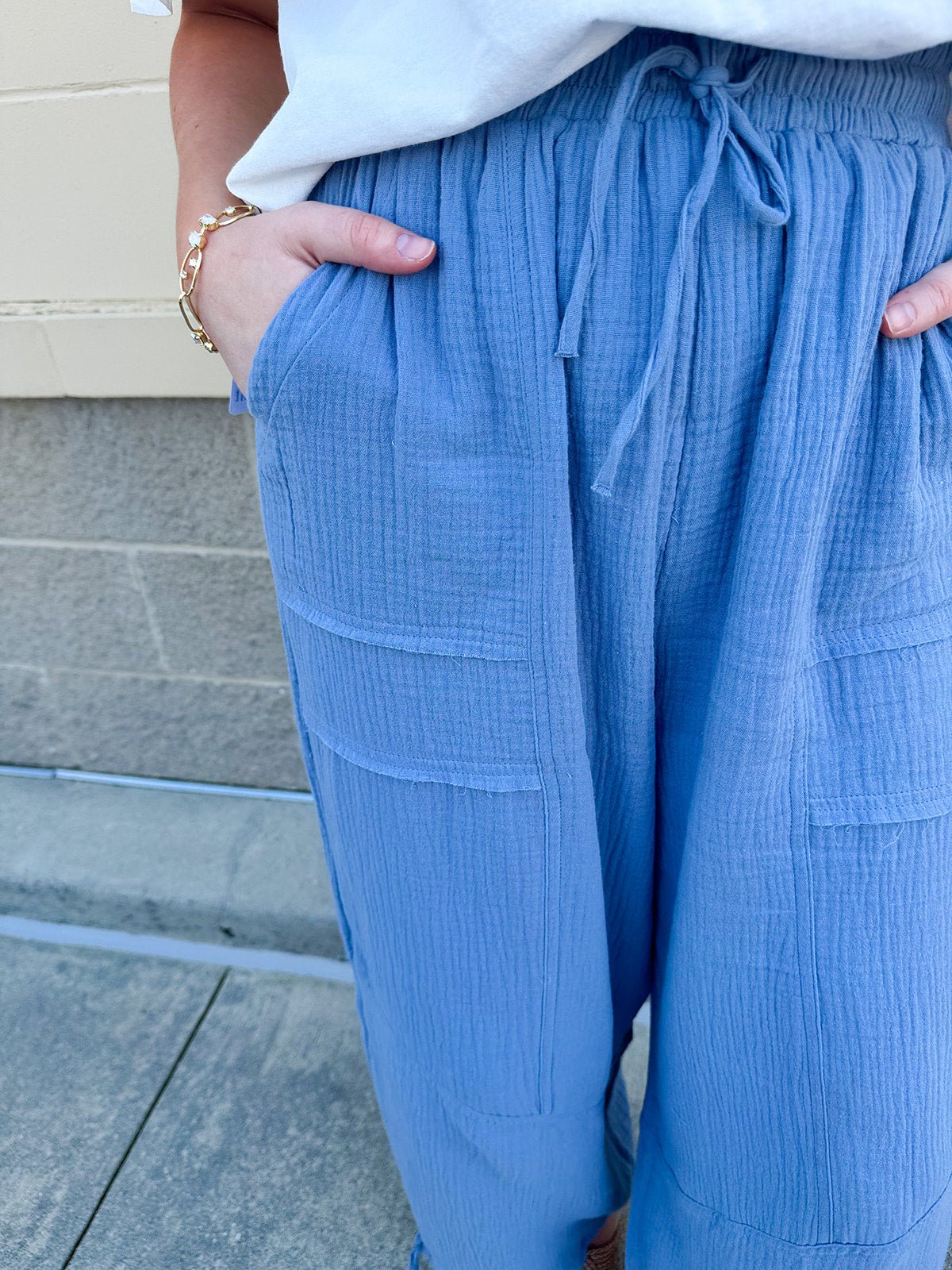 {FINAL SALE} Breezy Bay Wide Leg Blue Pants - The Pink Pineapple 850