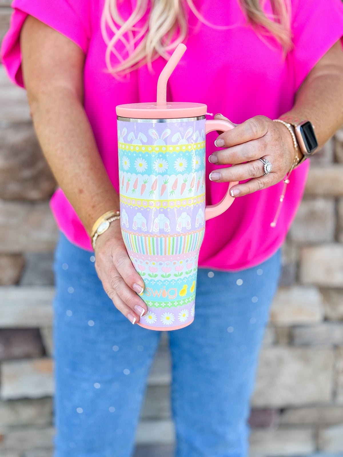 {FINAL SALE} Bunny Trail Mega Mug 40oz - The Pink Pineapple 850