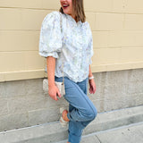 {FINAL SALE} Butterfly Garden Ruffle Top - The Pink Pineapple 850