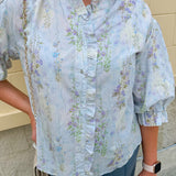 {FINAL SALE} Butterfly Garden Ruffle Top - The Pink Pineapple 850