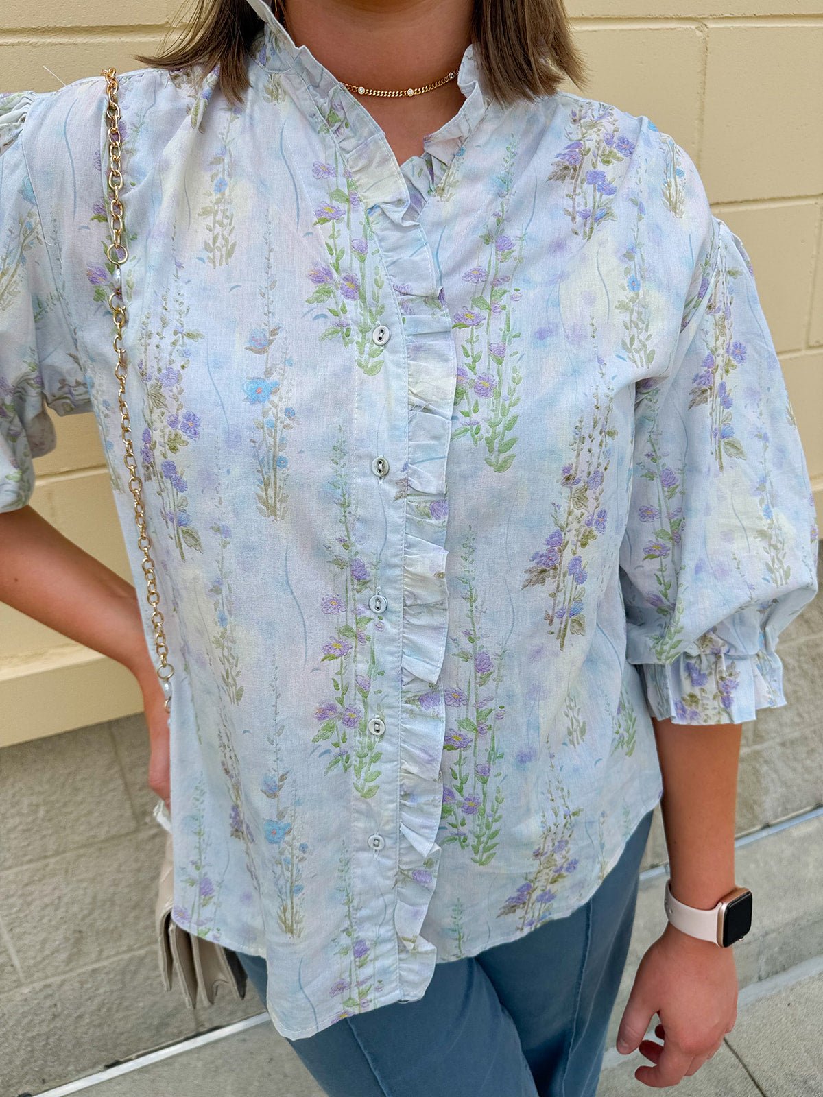 {FINAL SALE} Butterfly Garden Ruffle Top - The Pink Pineapple 850